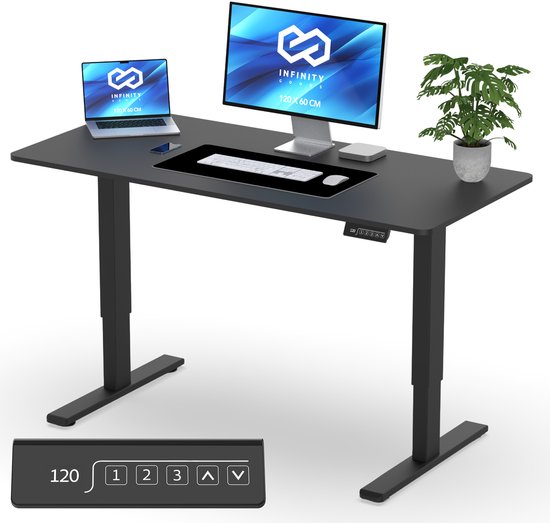 Infinity Goods Zit Sta Bureau Elektrisch Verstelbaar 120 x 60 cm