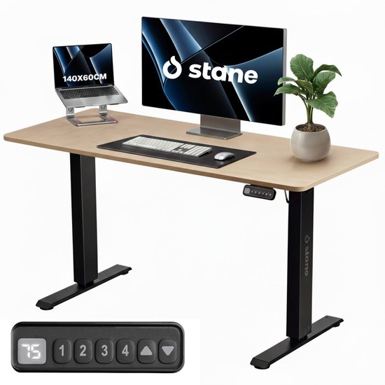 Stane Zit-Sta Bureau Elektrisch Verstelbaar (140 x 60 cm, eiken)