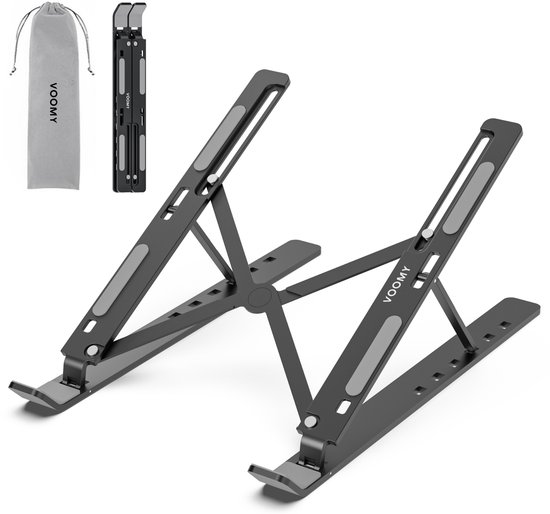 Voomy Office Laptop Standaard Verstelbaar (aluminium, zwart)